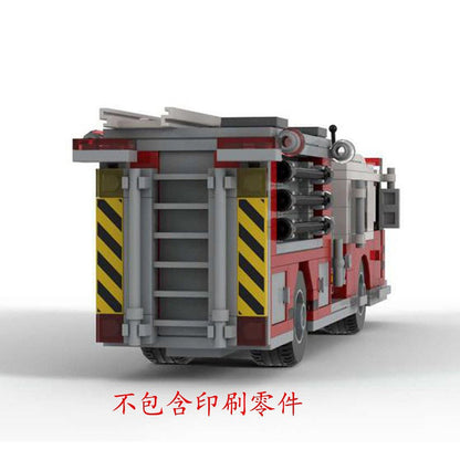 American Fire Truck MOC Building Kit | Emergency Vehicle Model - 3