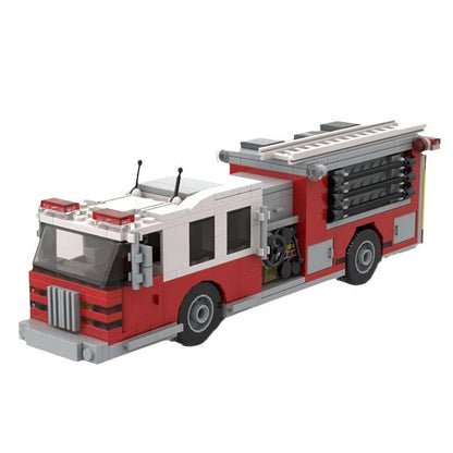 American Fire Truck MOC Building Kit | Emergency Vehicle Model - 4