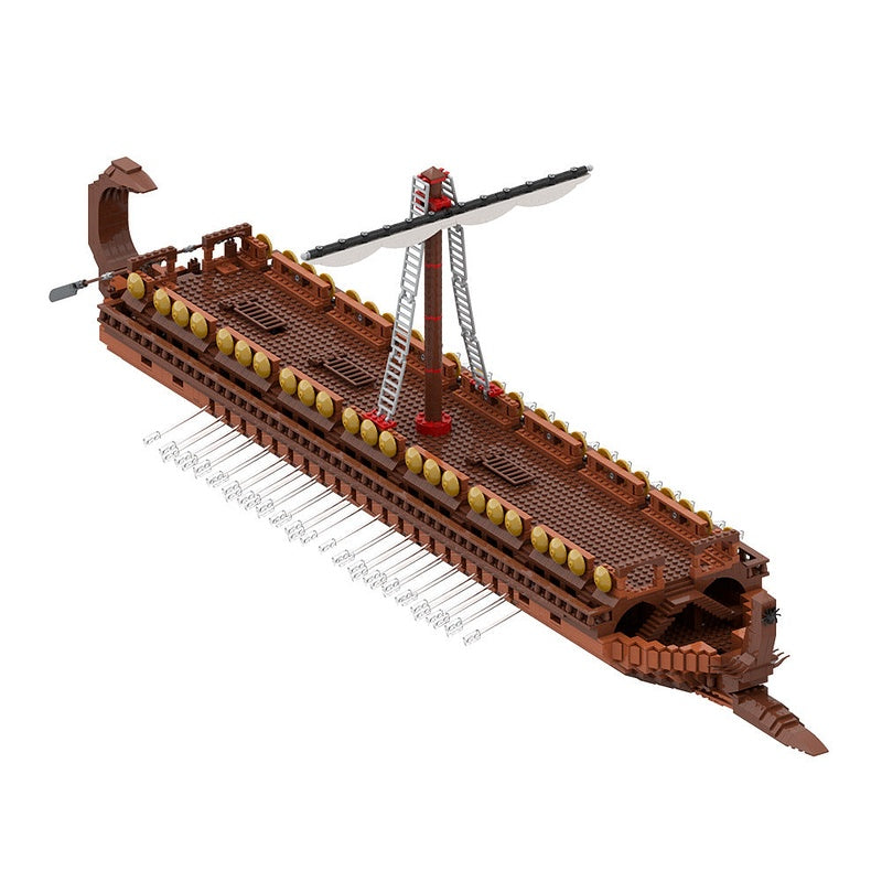  Ancient Greek Bireme Ship MOC Building Kit | Historical Maritime Display Model - 1