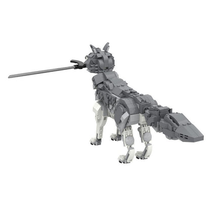 Ancient Grey Guardian Wolf with Sword Building Kit | LEGO-Compatible Beast MOC - 1