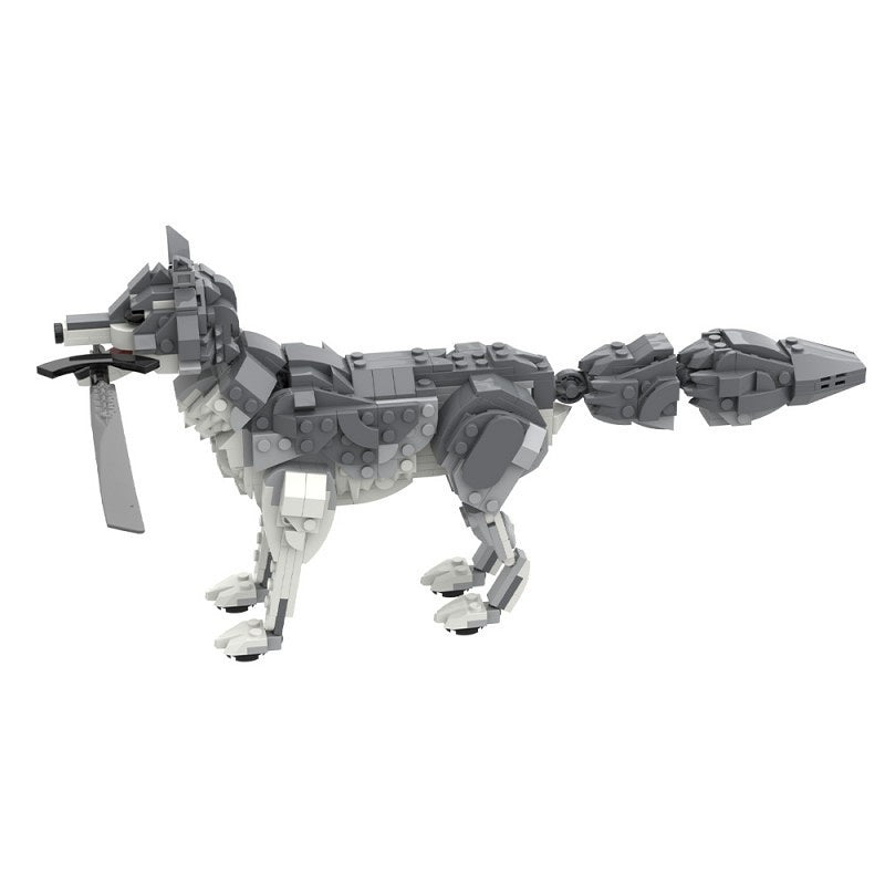 Ancient Grey Guardian Wolf with Sword Building Kit | LEGO-Compatible Beast MOC - 2