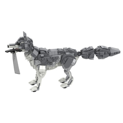 Ancient Grey Guardian Wolf with Sword Building Kit | LEGO-Compatible Beast MOC - 2