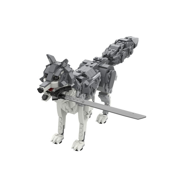 Ancient Grey Guardian Wolf with Sword Building Kit | LEGO-Compatible Beast MOC - 3