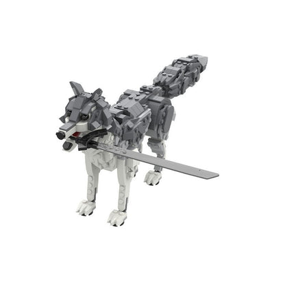 Ancient Grey Guardian Wolf with Sword Building Kit | LEGO-Compatible Beast MOC - 3