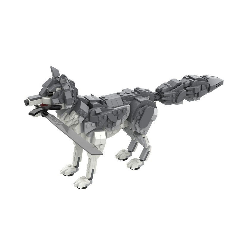 Ancient Grey Guardian Wolf with Sword Building Kit | LEGO-Compatible Beast MOC - 4