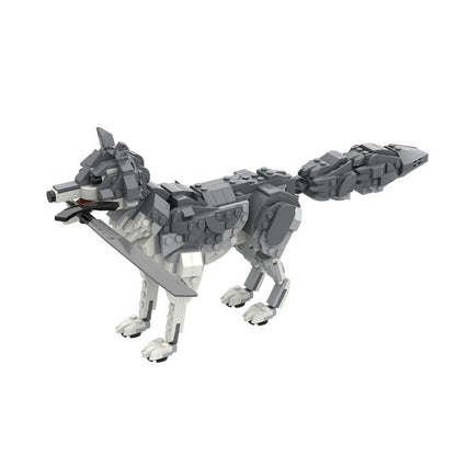 Ancient Grey Guardian Wolf with Sword Building Kit | LEGO-Compatible Beast MOC - 4