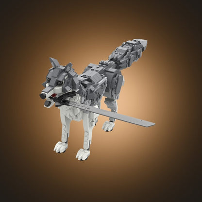 Ancient Grey Guardian Wolf with Sword Building Kit | LEGO-Compatible Beast MOC - 6