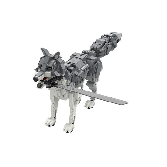 Ancient Guardian Wolf MOC Fantasy Beast Building Kit With Sword - 1