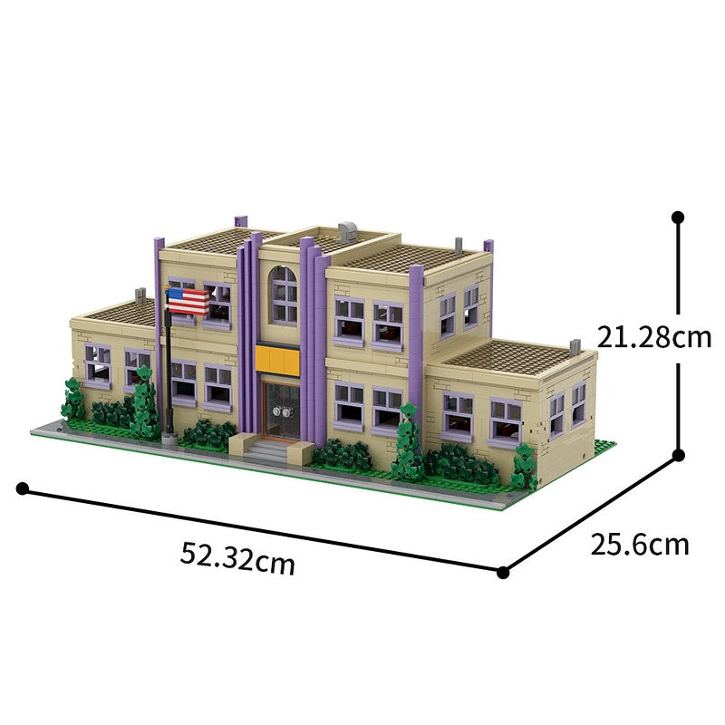 Animated Cartoon Town Elementary School Modular Building Kit | Compatible MOC - 1