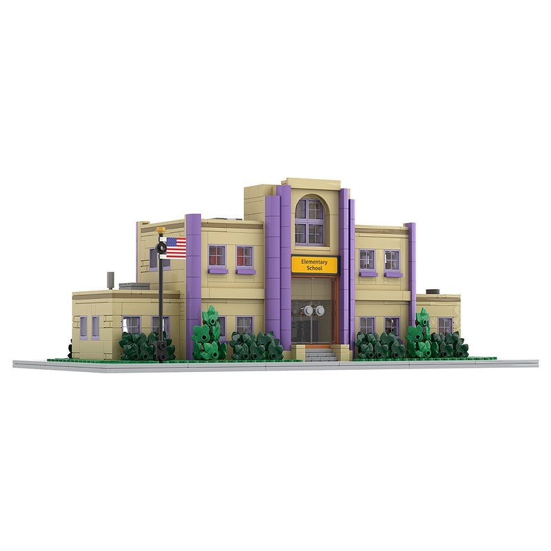 Animated Cartoon Town Elementary School Modular Building Kit | Compatible MOC - 4