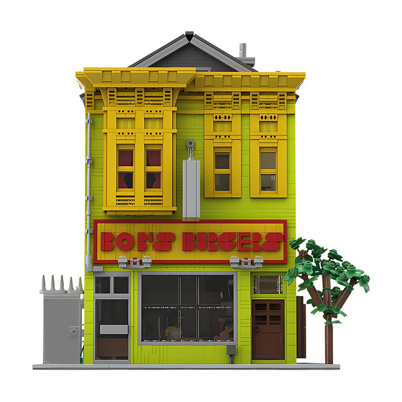 Animated Family Burger Restaurant Modular Building Kit | LEGO-Compatible MOC - 2