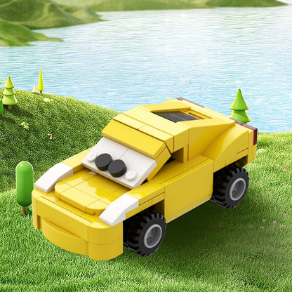 Animated Yellow Race Car Building Kit | 6-Stud Wide | LEGO-Compatible MOC - 1
