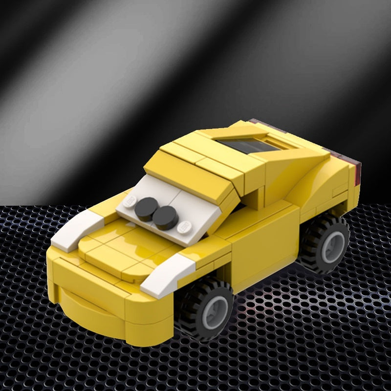 Animated Yellow Race Car MOC Building Kit | 6-Wide Sports Vehicle Model - 4