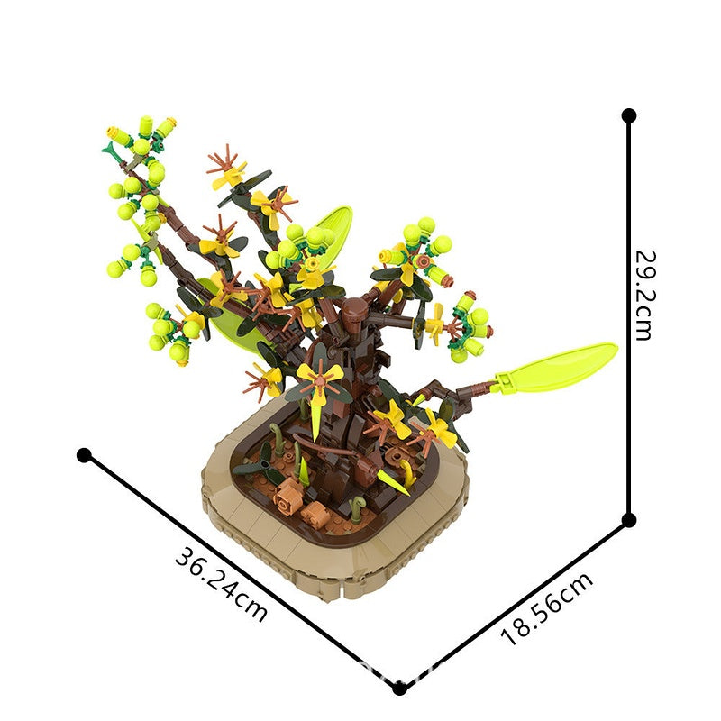 Apricot Bonsai MOC Building Kit | Miniature Tree Display Model - 5