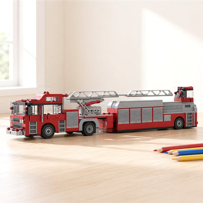 Articulated Tiller Ladder Fire Engine MOC Building Kit - 3