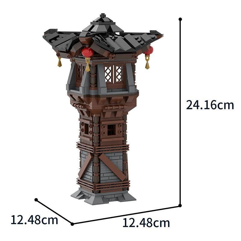 Asian Watchtower MOC Building Kit | Historic Fortress Architecture Model - 4