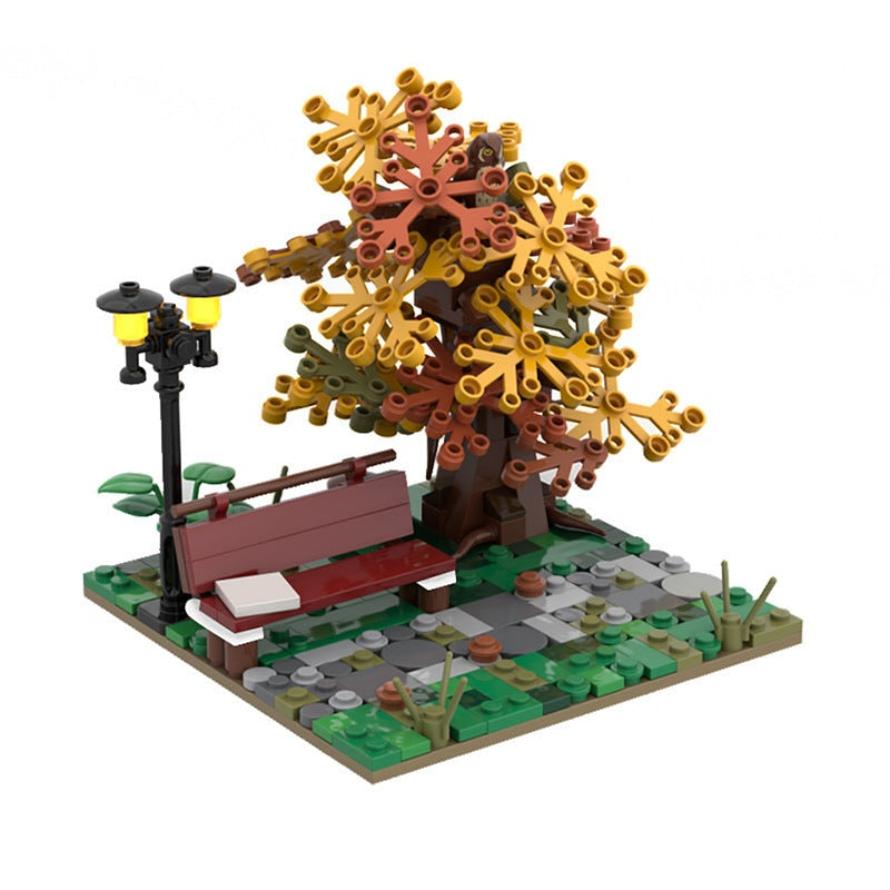 Autumn Park MOC Building Kit | Seasonal Garden Architecture Model - 1
