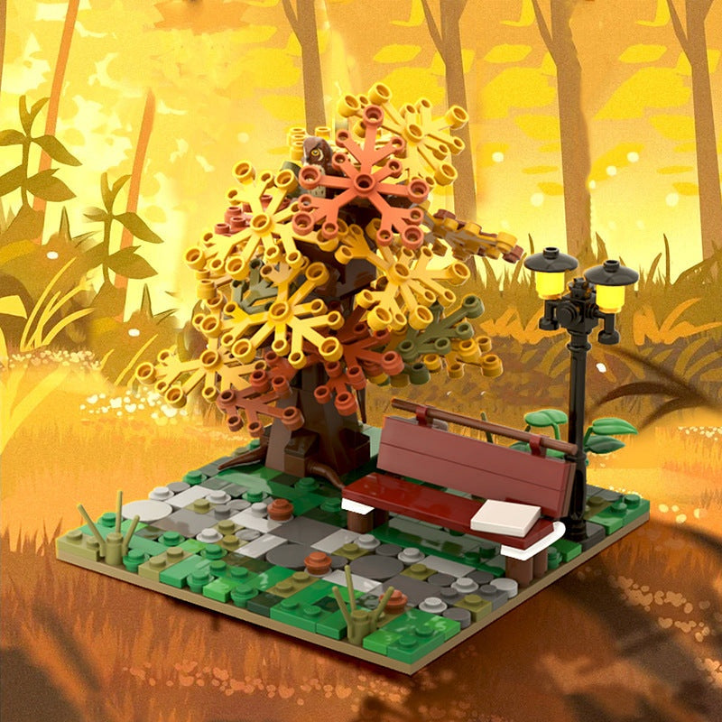 Autumn Park MOC Building Kit | Seasonal Garden Architecture Model - 2