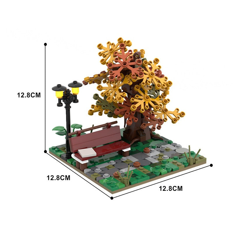 Autumn Park MOC Building Kit | Seasonal Garden Architecture Model - 3