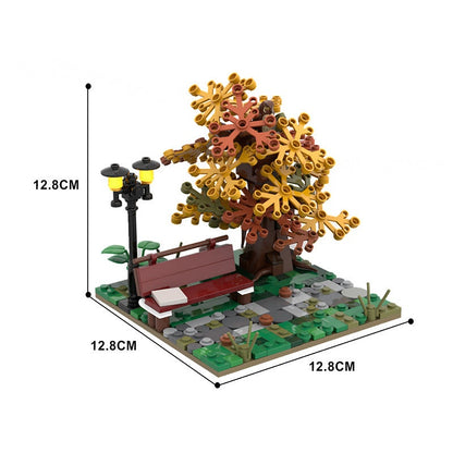 Autumn Park MOC Building Kit | Seasonal Garden Architecture Model - 3