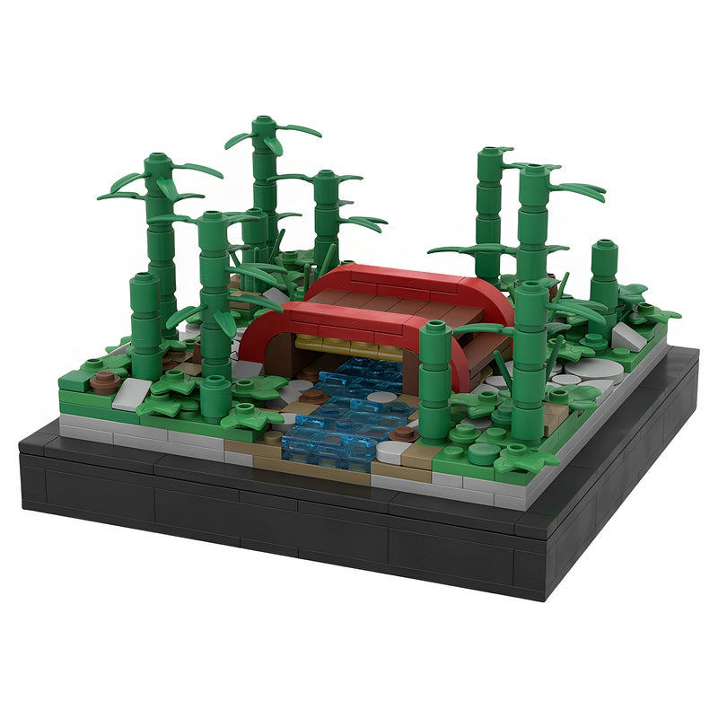 Bamboo Forest Zen Bridge Diorama MOC Building Kit - 1