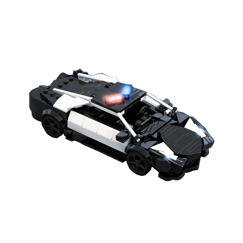 Black & White Police Wedge Supercar MOC Building Kit - 1