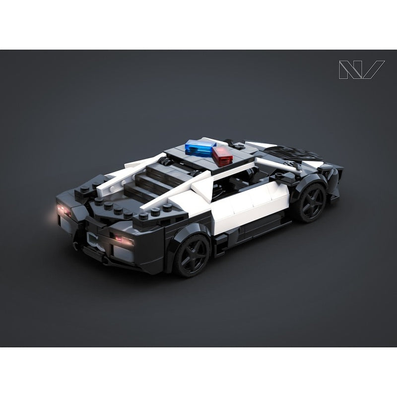 Black & White Police Wedge Supercar MOC Building Kit - 2
