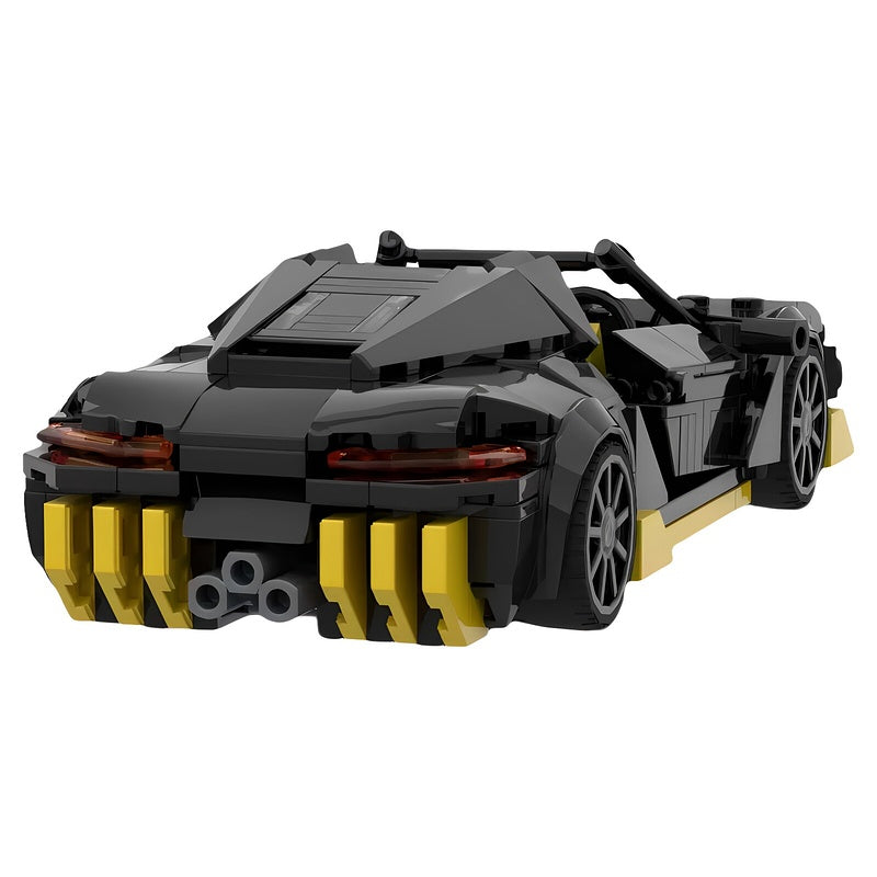 Black & Yellow Open-Top Supercar MOC Building Kit - 3
