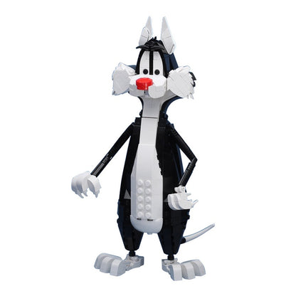 Black and White Cartoon Cat MOC Building Kit | Character Figure - 1