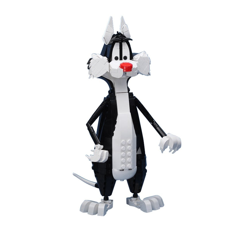 Black and White Cartoon Cat MOC Building Kit | Character Figure - 3