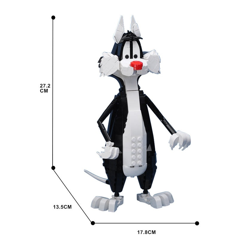 Black and White Cartoon Cat MOC Building Kit | Character Figure - 4
