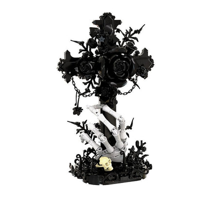 Black Rose Cross MOC Building Kit | Gothic Fantasy Display Model - 1