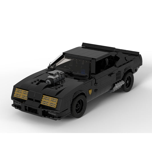 Black V8 Interceptor Muscle Car With Supercharger MOC Building Kit - 1
