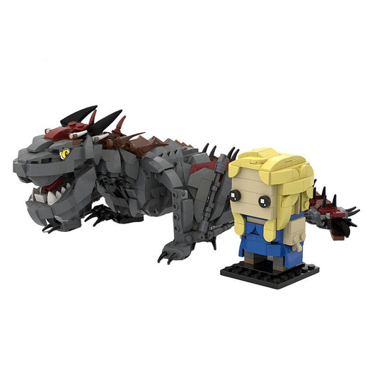 Blonde Fantasy Rider & Dark Dragon MOC Building Kit - 1