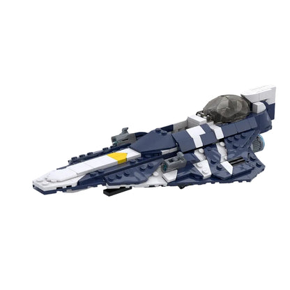 Blue & White Light Interceptor Starfighter MOC Building Kit - 1