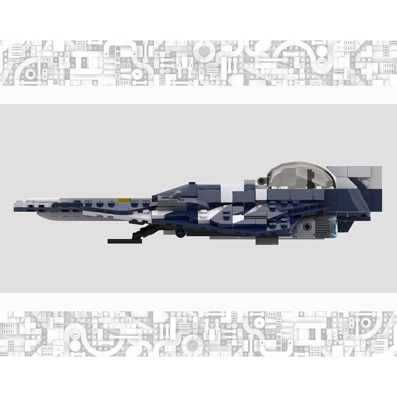 Blue & White Light Interceptor Starfighter MOC Building Kit - 3