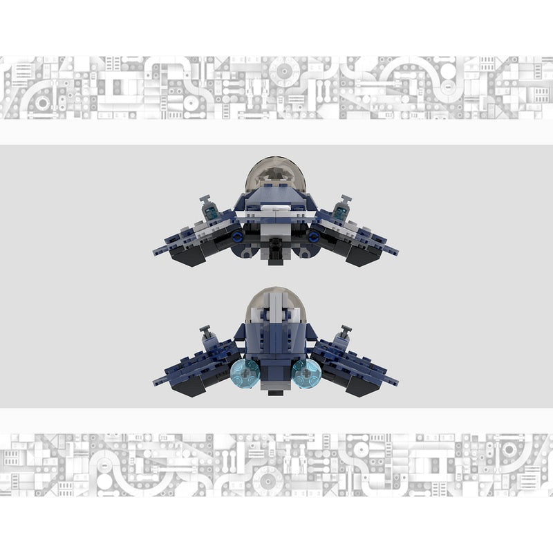 Blue & White Light Interceptor Starfighter MOC Building Kit - 4