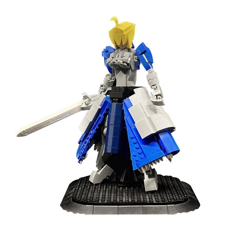 Blue Armored Sword Knight Figure MOC Building Kit - 1