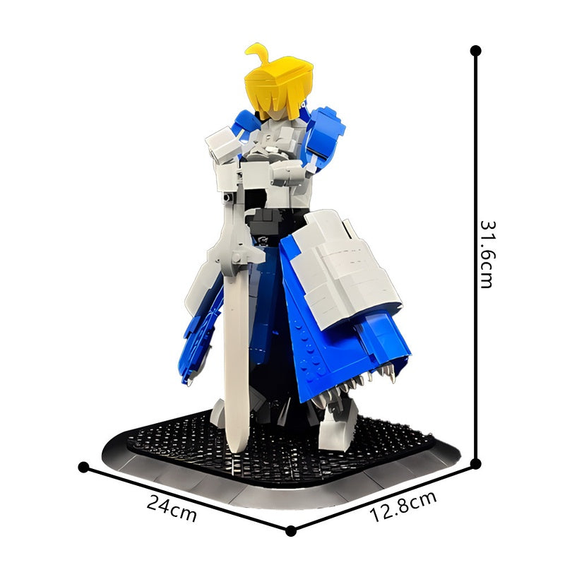 Blue Armored Sword Knight Figure MOC Building Kit - 2
