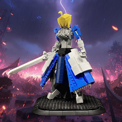 Blue Armored Sword Knight Figure MOC Building Kit - 3