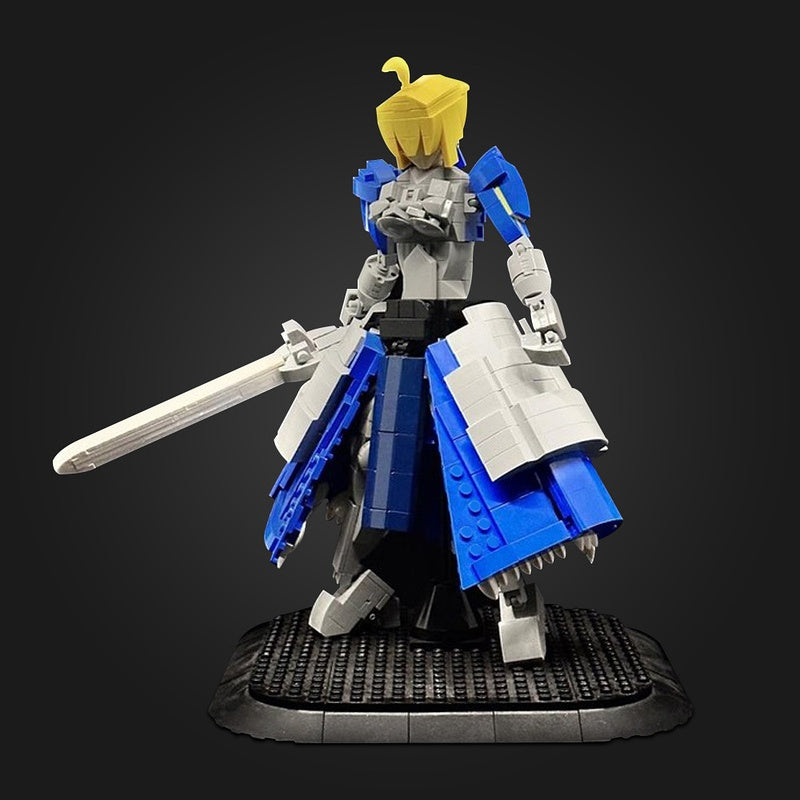 Blue Armored Sword Knight Figure MOC Building Kit - 4