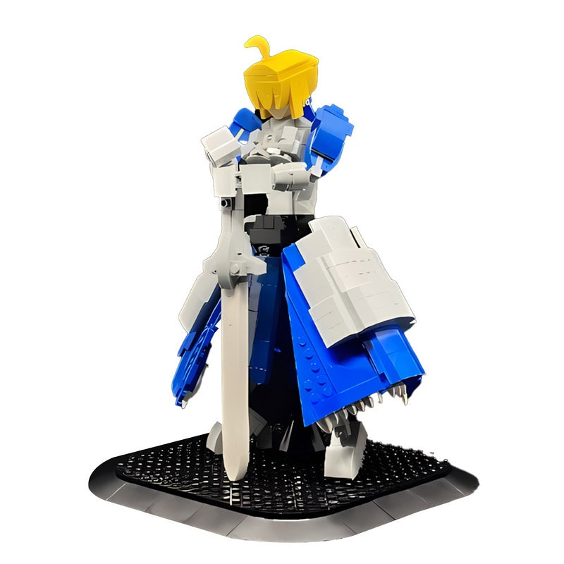 Blue Armored Sword Knight Figure MOC Building Kit - 5