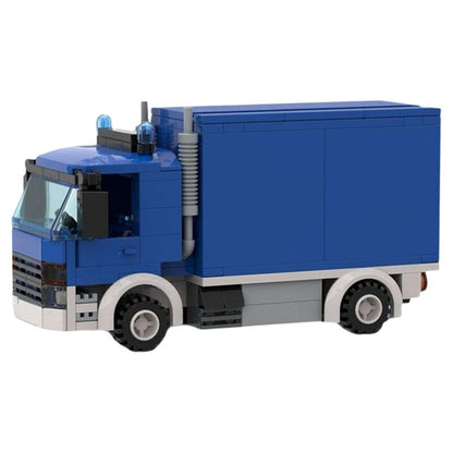 Blue Emergency Support Cargo Truck with Tarpaulin MOC Building Kit - 3