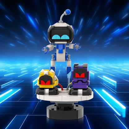Blue-Eyed Antenna Robot MOC Building Kit | Mini Bot Display - 2