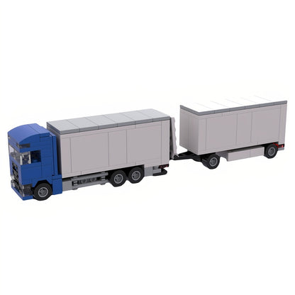 Blue Jumbo Cargo Truck & Box Trailer MOC Building Kit - 1