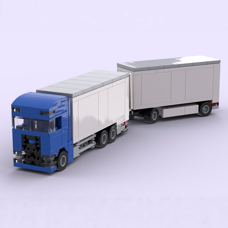 Blue Jumbo Cargo Truck & Box Trailer MOC Building Kit - 2