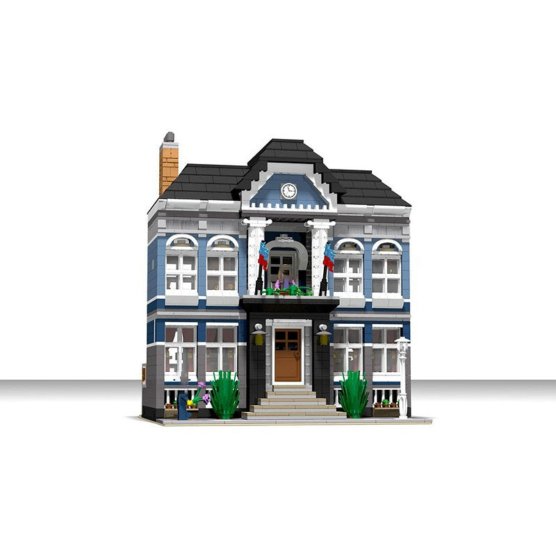Blue Residence MOC Modular Townhouse Architecture Building Kit - 1
