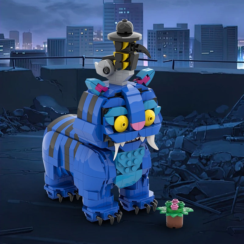 Blue Striped Tiger & Bird MOC Building Kit | Fantasy Creature Duo - 2