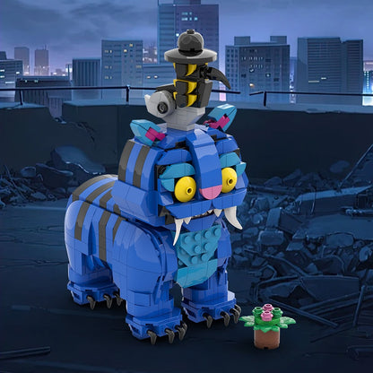 Blue Striped Tiger & Bird MOC Building Kit | Fantasy Creature Duo - 2