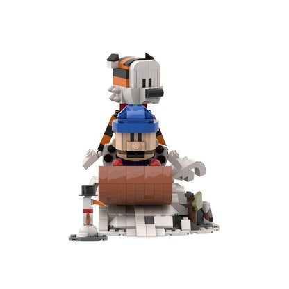 Boy and Tiger Winter Sledding Adventure Diorama Building Kit | LEGO-Compatible MOC - 3